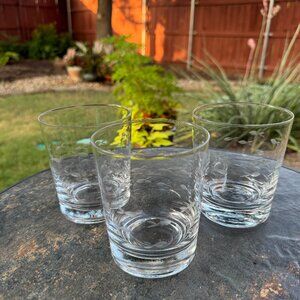 School Of Fish Double Old Fashioned Whiskey Glasses Barware Lead Free USA Set 3